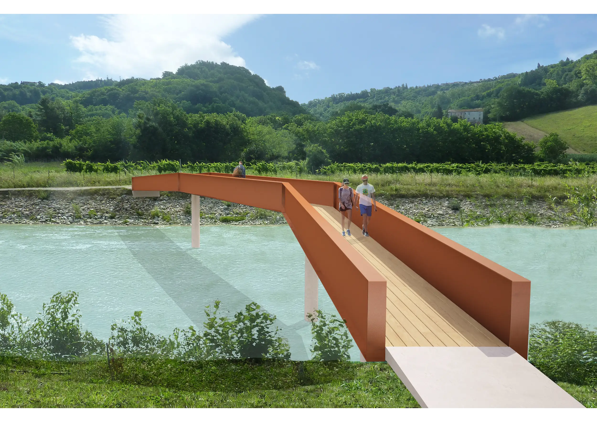 Ponte pedonale sul fiume Esino - Ponte per Loccioni Group